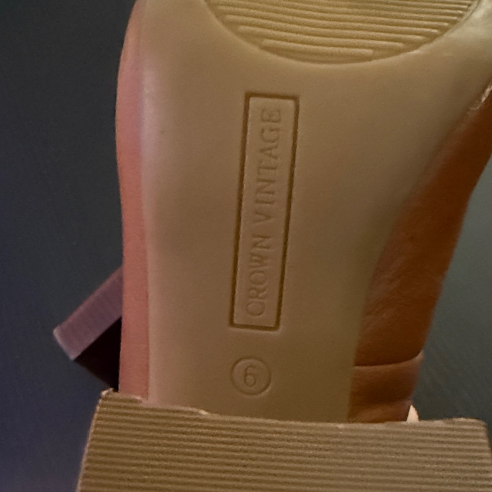 Crown Vintage- Tan T-Strap Heels - Picture 6 of 7